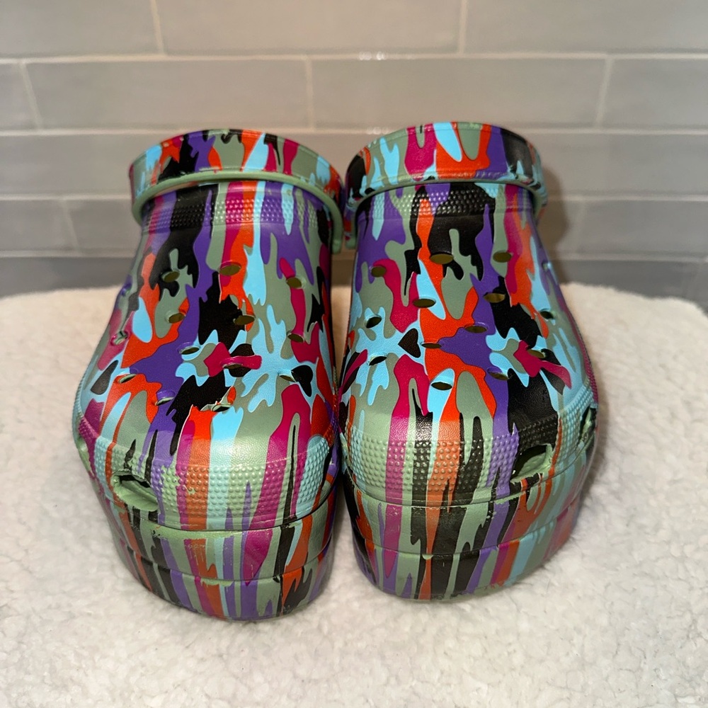 Multicolor Camo Platform Clogs - Picture 2 of 7